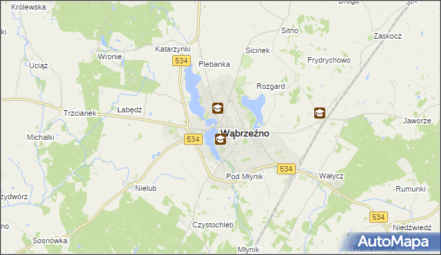mapa Wąbrzeźno, Wąbrzeźno na mapie Targeo