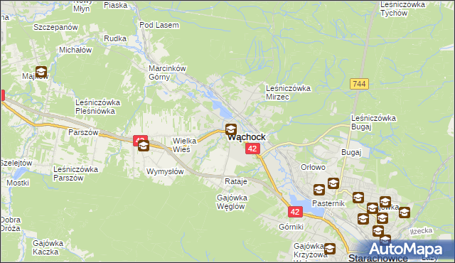 mapa Wąchock, Wąchock na mapie Targeo
