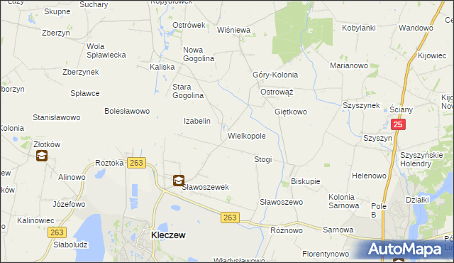 mapa Wielkopole gmina Kleczew, Wielkopole gmina Kleczew na mapie Targeo