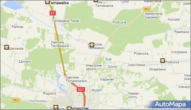 mapa Wieprzów Ordynacki, Wieprzów Ordynacki na mapie Targeo