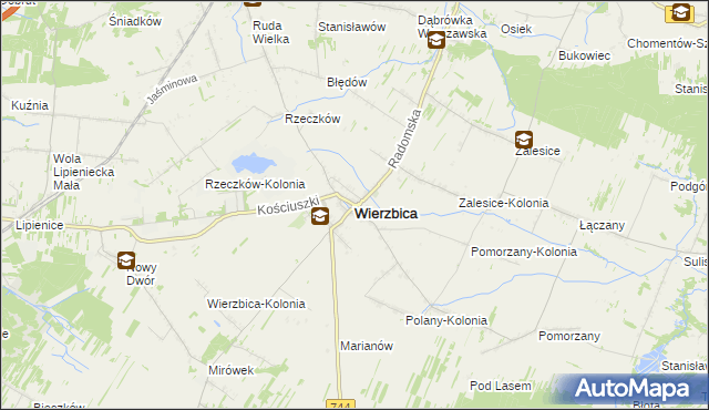 mapa Wierzbica powiat radomski, Wierzbica powiat radomski na mapie Targeo