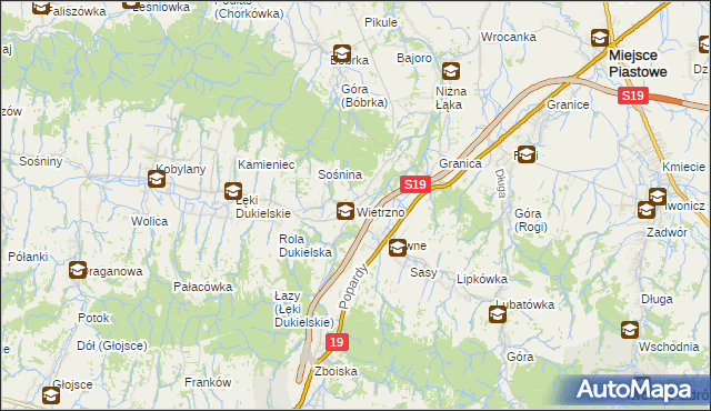 mapa Wietrzno gmina Dukla, Wietrzno gmina Dukla na mapie Targeo