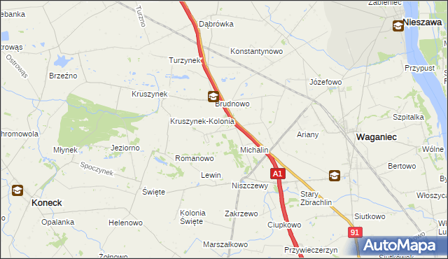 mapa Wiktoryn gmina Waganiec, Wiktoryn gmina Waganiec na mapie Targeo