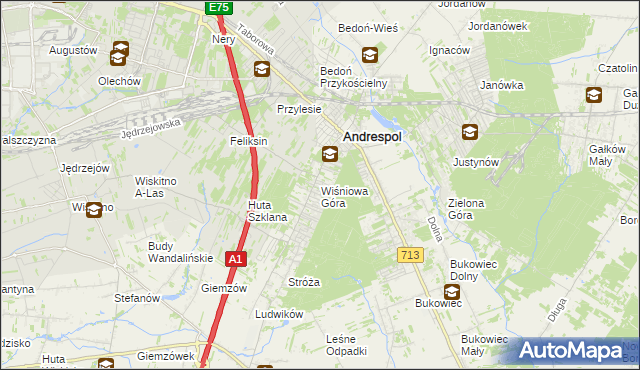 mapa Wiśniowa Góra, Wiśniowa Góra na mapie Targeo