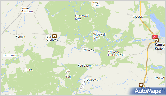 mapa Witkowo gmina Kamień Krajeński, Witkowo gmina Kamień Krajeński na mapie Targeo