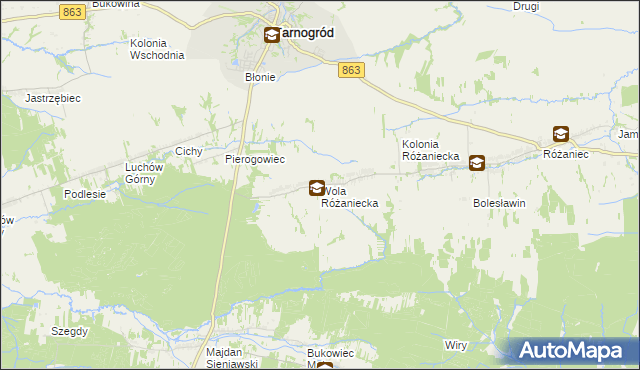 mapa Wola Różaniecka, Wola Różaniecka na mapie Targeo