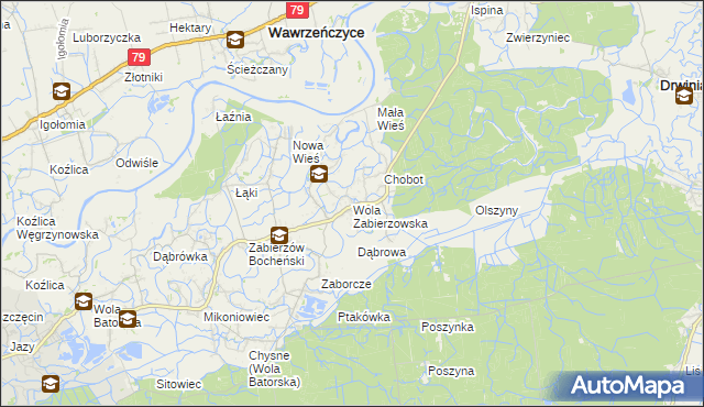 mapa Wola Zabierzowska, Wola Zabierzowska na mapie Targeo