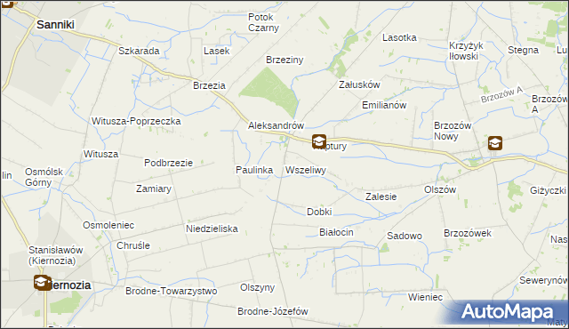 mapa Wszeliwy, Wszeliwy na mapie Targeo