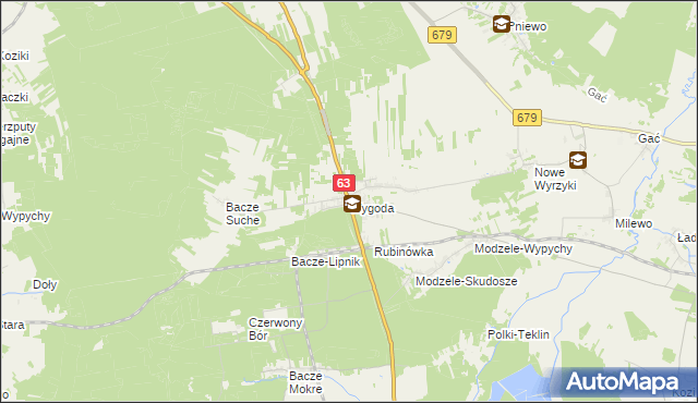 mapa Wygoda gmina Łomża, Wygoda gmina Łomża na mapie Targeo