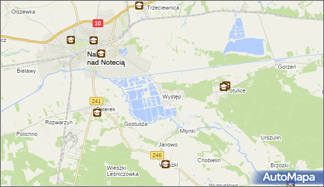 mapa Występ gmina Nakło nad Notecią, Występ gmina Nakło nad Notecią na mapie Targeo