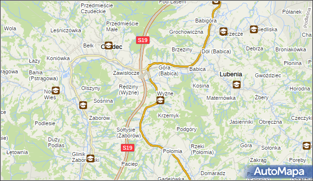 mapa Wyżne, Wyżne na mapie Targeo