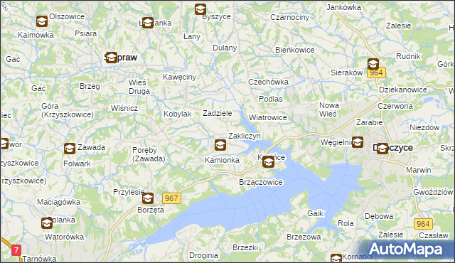 mapa Zakliczyn gmina Siepraw, Zakliczyn gmina Siepraw na mapie Targeo