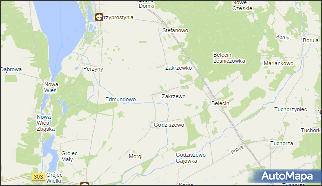 mapa Zakrzewo gmina Siedlec, Zakrzewo gmina Siedlec na mapie Targeo