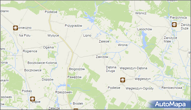 mapa Zakrzów gmina Oksa, Zakrzów gmina Oksa na mapie Targeo