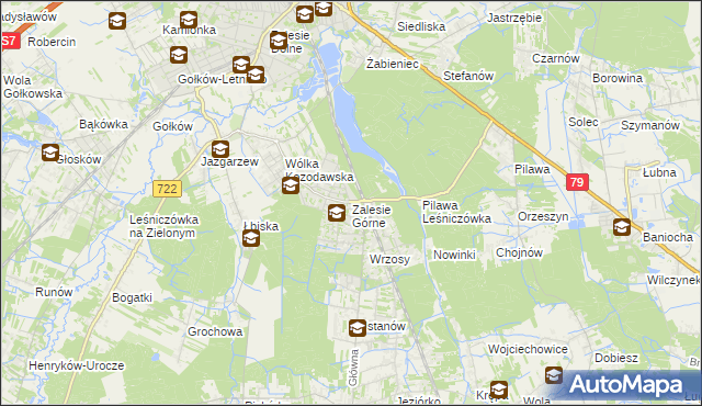 mapa Zalesie Górne, Zalesie Górne na mapie Targeo