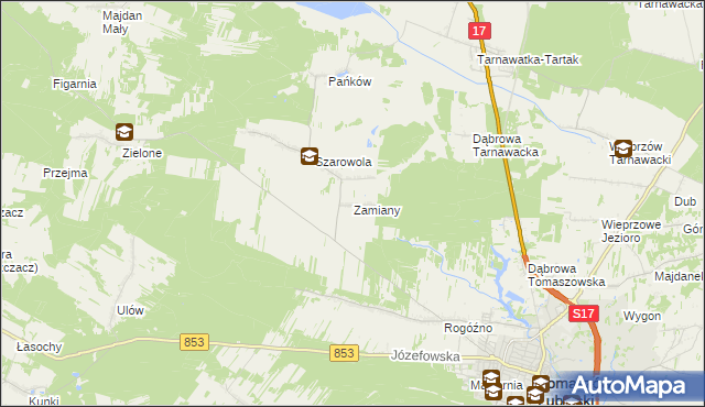 mapa Zamiany, Zamiany na mapie Targeo