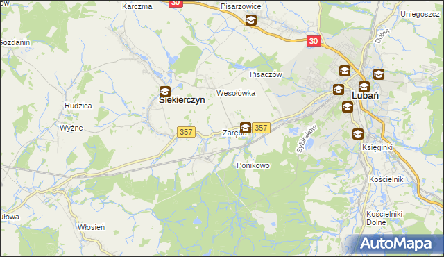 mapa Zaręba gmina Siekierczyn, Zaręba gmina Siekierczyn na mapie Targeo
