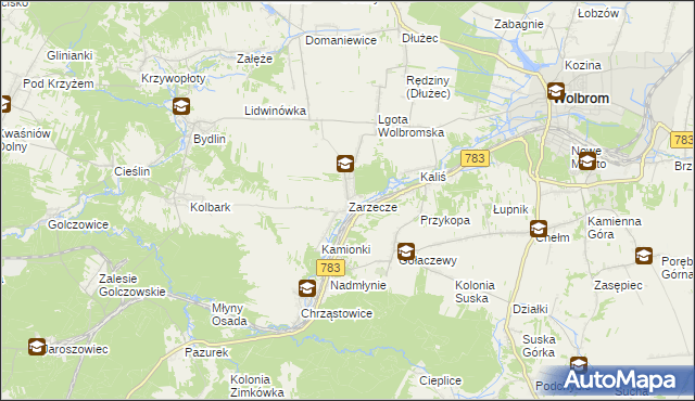mapa Zarzecze gmina Wolbrom, Zarzecze gmina Wolbrom na mapie Targeo