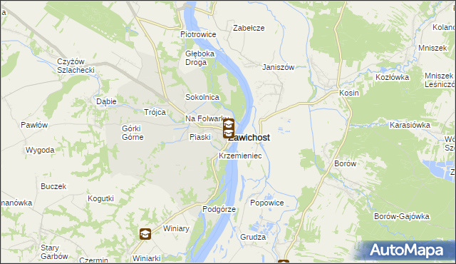mapa Zawichost, Zawichost na mapie Targeo