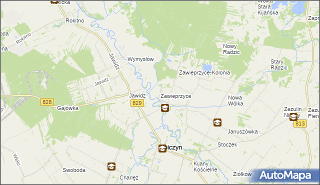 mapa Zawieprzyce, Zawieprzyce na mapie Targeo
