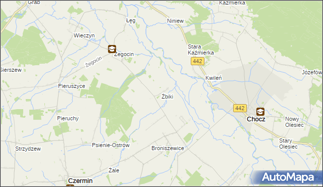 mapa Żbiki gmina Czermin, Żbiki gmina Czermin na mapie Targeo