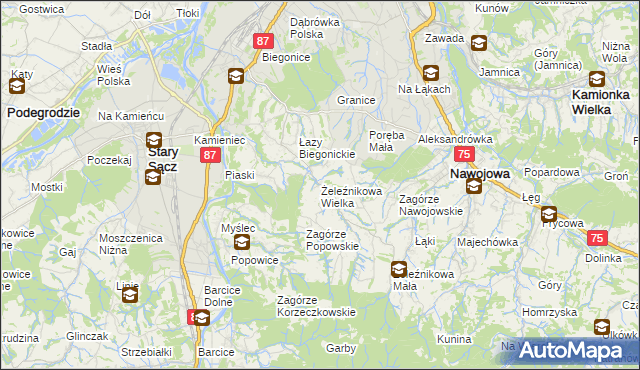 mapa Żeleźnikowa Wielka, Żeleźnikowa Wielka na mapie Targeo