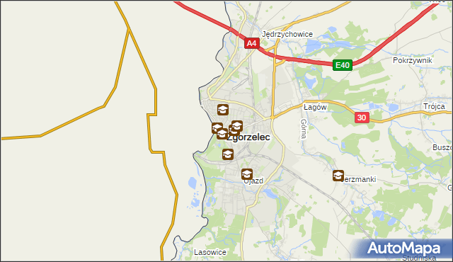 mapa Zgorzelec, Zgorzelec na mapie Targeo