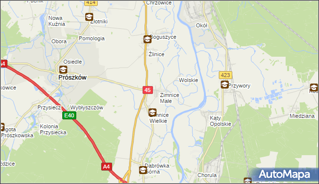mapa Zimnice Małe, Zimnice Małe na mapie Targeo