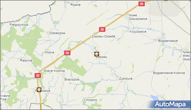 mapa Zopowy, Zopowy na mapie Targeo