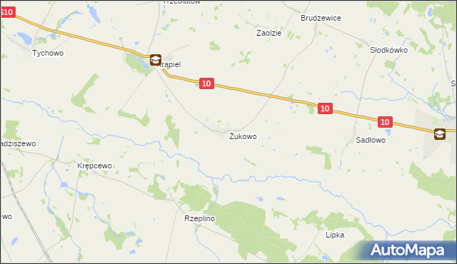 mapa Żukowo gmina Suchań, Żukowo gmina Suchań na mapie Targeo