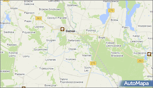 mapa Żurawieniec gmina Babiak, Żurawieniec gmina Babiak na mapie Targeo