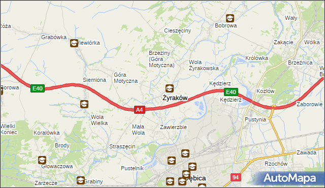 mapa Żyraków, Żyraków na mapie Targeo