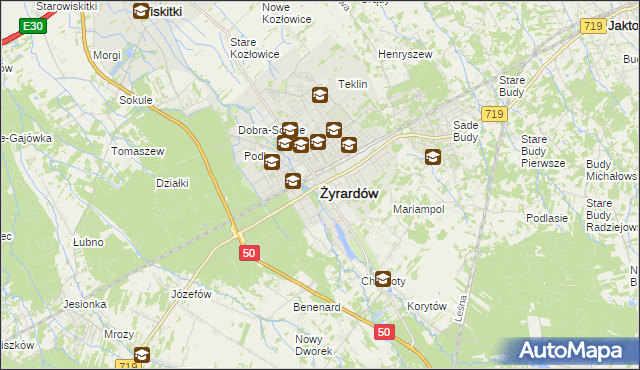 mapa Żyrardów, Żyrardów na mapie Targeo
