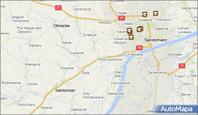 mapa Andruszkowice, Andruszkowice na mapie Targeo