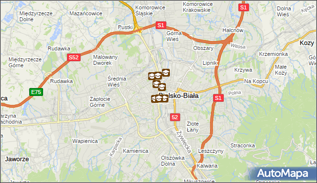 mapa Bielsko-Białej, Bielsko-Biała na mapie Targeo