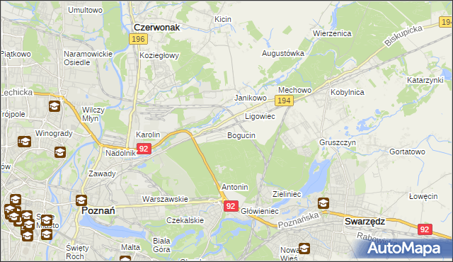 mapa Bogucin gmina Swarzędz, Bogucin gmina Swarzędz na mapie Targeo