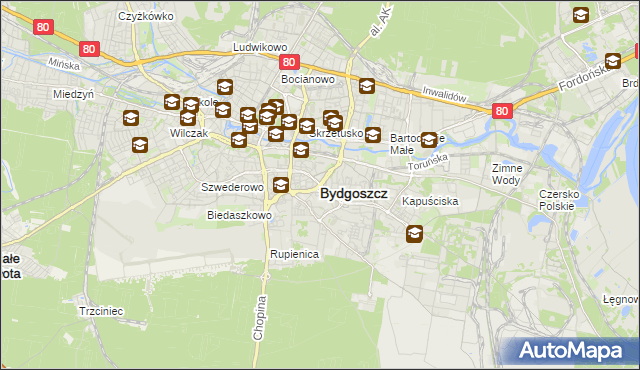 mapa Bydgoszczy, Bydgoszcz na mapie Targeo