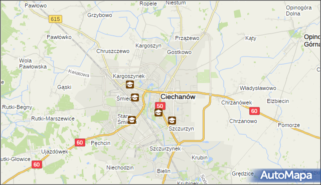 mapa Ciechanów, Ciechanów na mapie Targeo