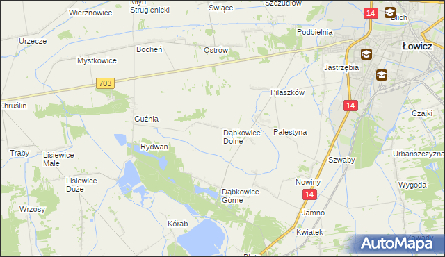 mapa Dąbkowice Dolne, Dąbkowice Dolne na mapie Targeo