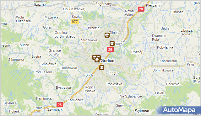 mapa Gorlic, Gorlice na mapie Targeo