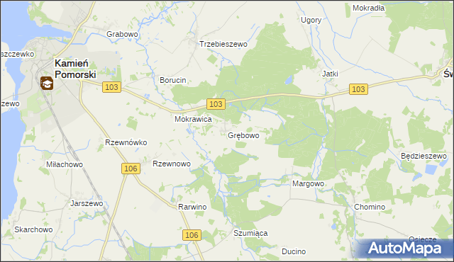 mapa Grębowo, Grębowo na mapie Targeo