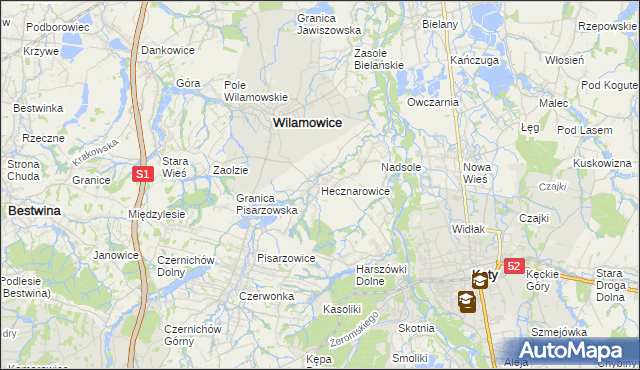 mapa Hecznarowice, Hecznarowice na mapie Targeo