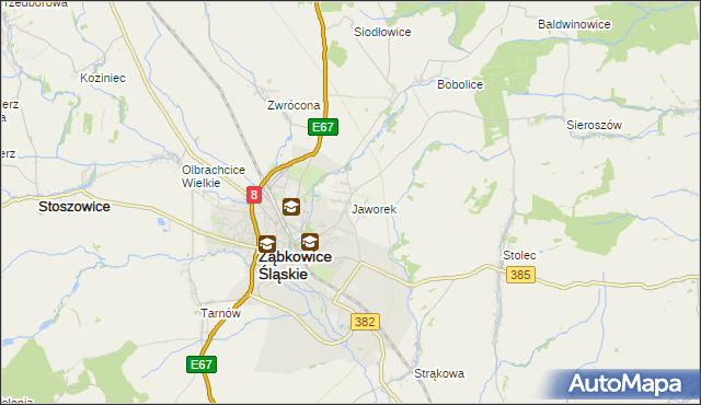 mapa Jaworek gmina Ząbkowice Śląskie, Jaworek gmina Ząbkowice Śląskie na mapie Targeo