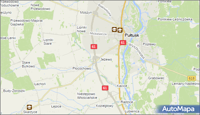 mapa Jeżewo gmina Pułtusk, Jeżewo gmina Pułtusk na mapie Targeo