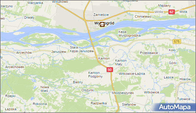 mapa Kamion gmina Młodzieszyn, Kamion gmina Młodzieszyn na mapie Targeo