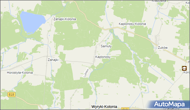 mapa Kaplonosy, Kaplonosy na mapie Targeo