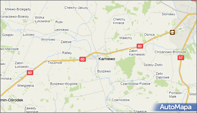 mapa Karniewo powiat makowski, Karniewo powiat makowski na mapie Targeo