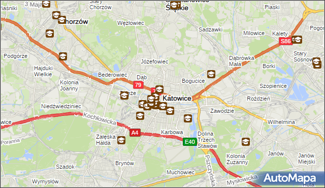 mapa Katowic, Katowice na mapie Targeo