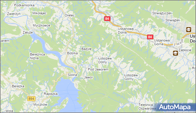 mapa Łobozew Dolny, Łobozew Dolny na mapie Targeo