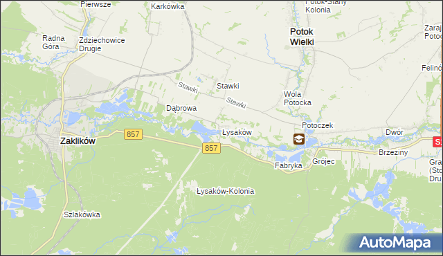 mapa Łysaków gmina Zaklików, Łysaków gmina Zaklików na mapie Targeo